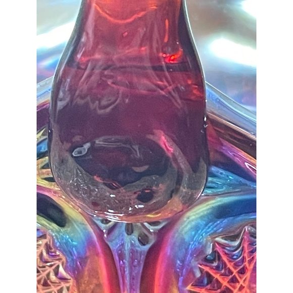 Vintage Indiana Carnival Glass Footed  Basket Iridescent Heirloom Sunset - Picture 6 of 11